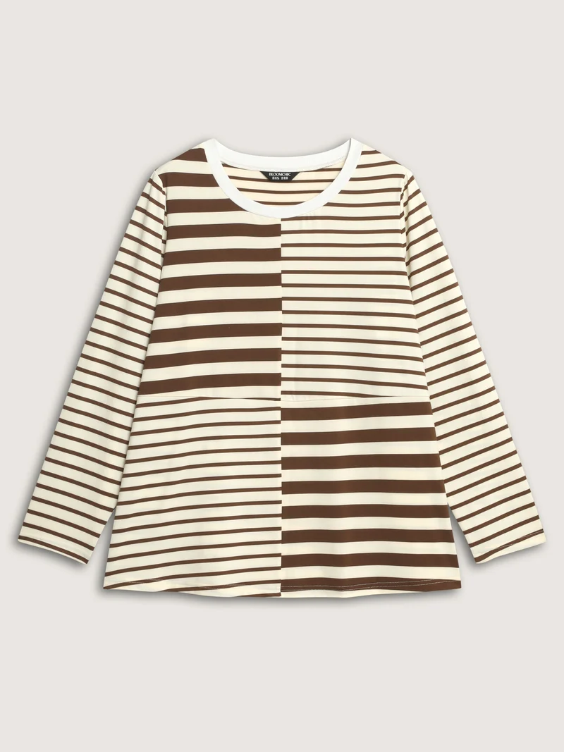 Monochrome Stripe Round Neck T-Shirt