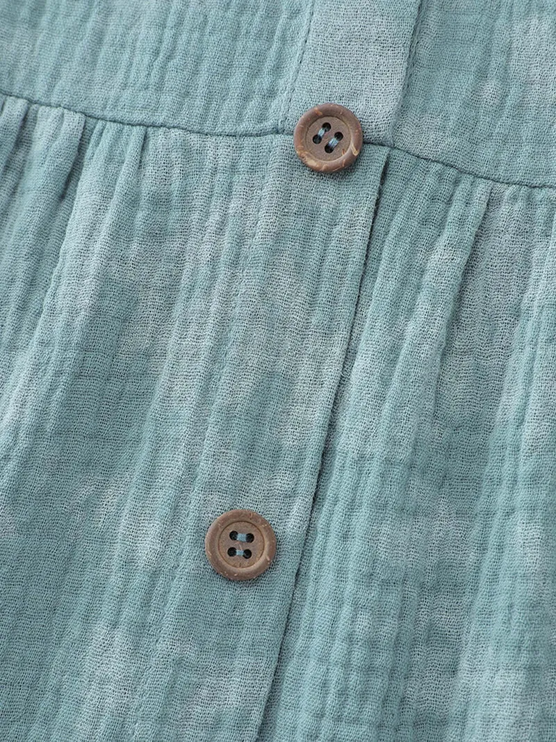 Cotton Snowflake Effect Half-Placket Blouse