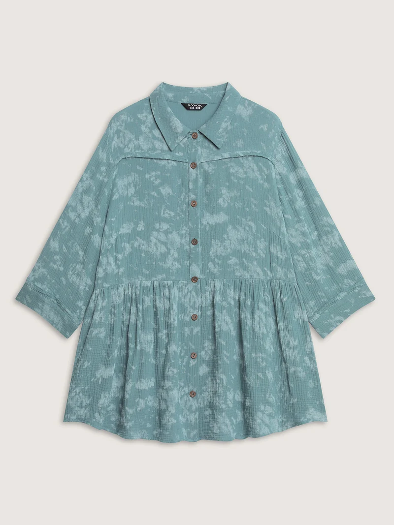 Cotton Snowflake Effect Half-Placket Blouse