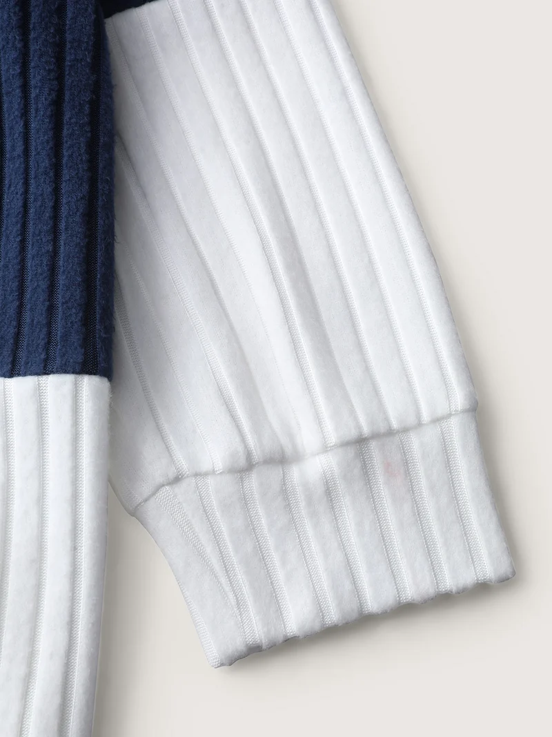 Stripe Ribbed Button Placket T-Shirt