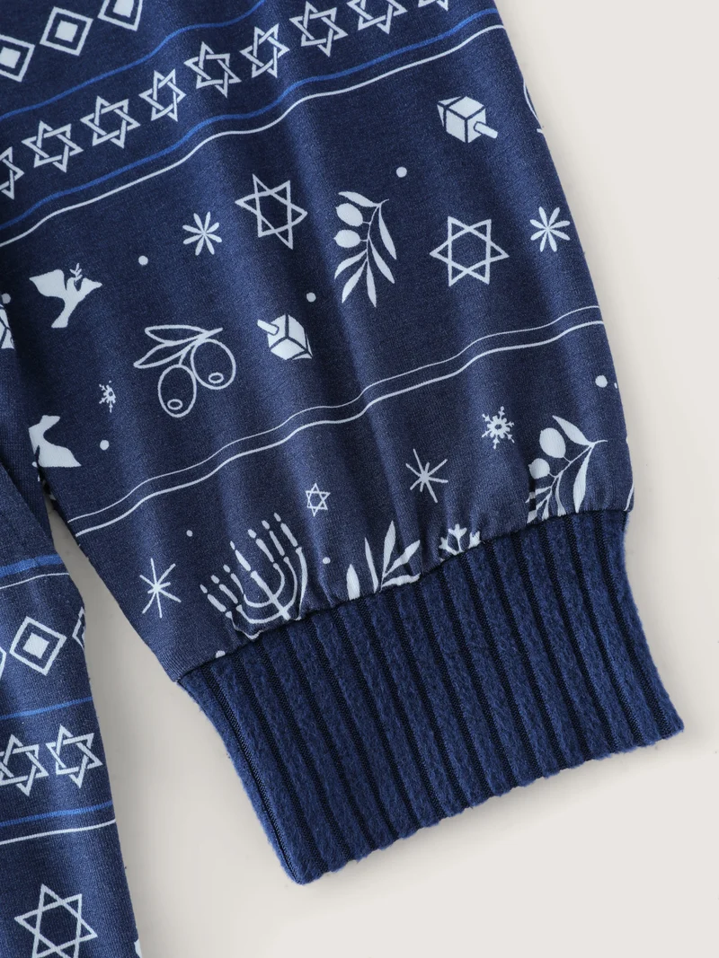 Holiday Print Hooded Pockets Sleep Jumpsuit