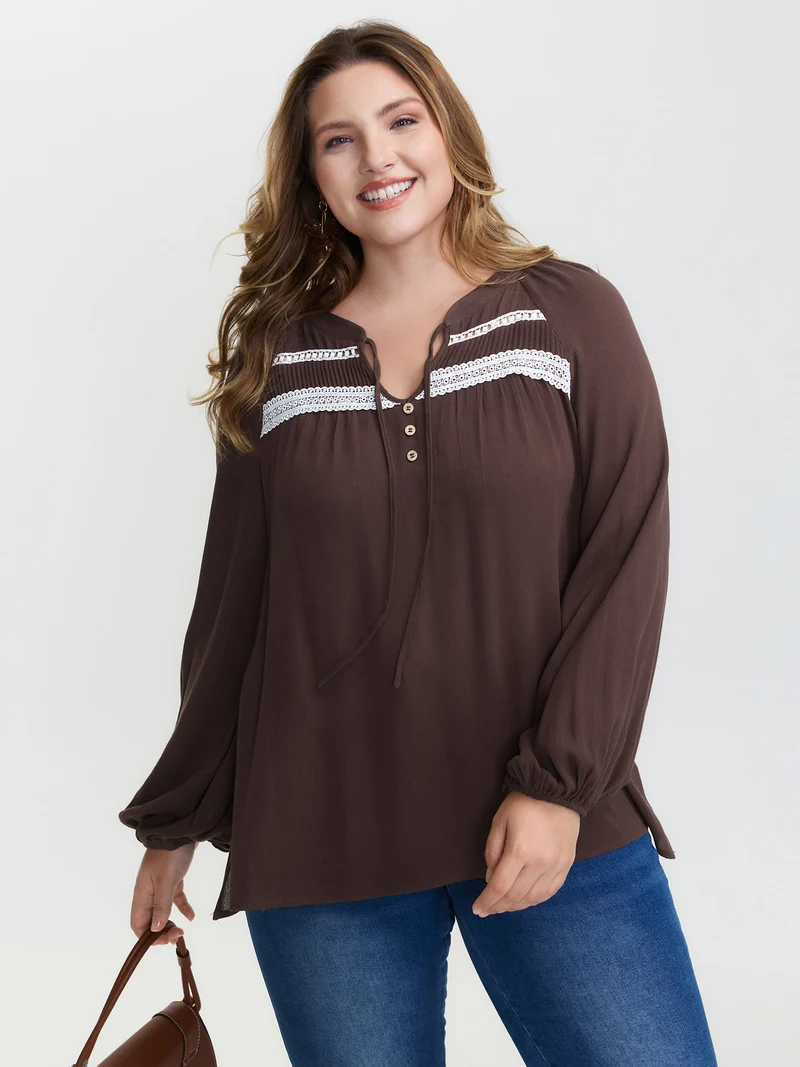 Pure Cotton Lace Trim Blouse
