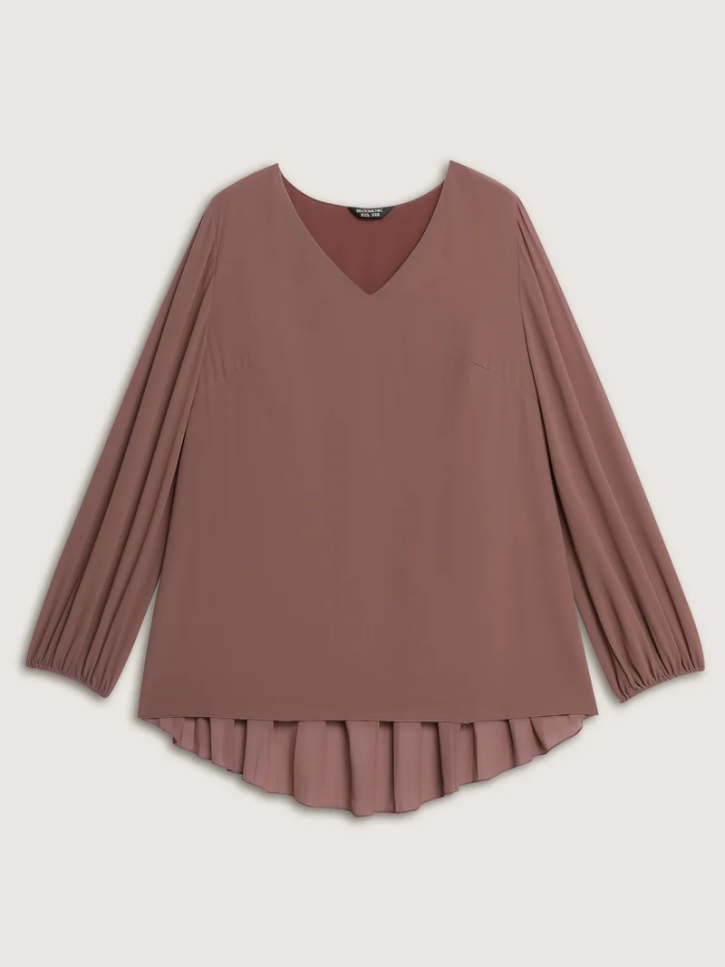 Chiffon Overlap Back Pleated Blouse