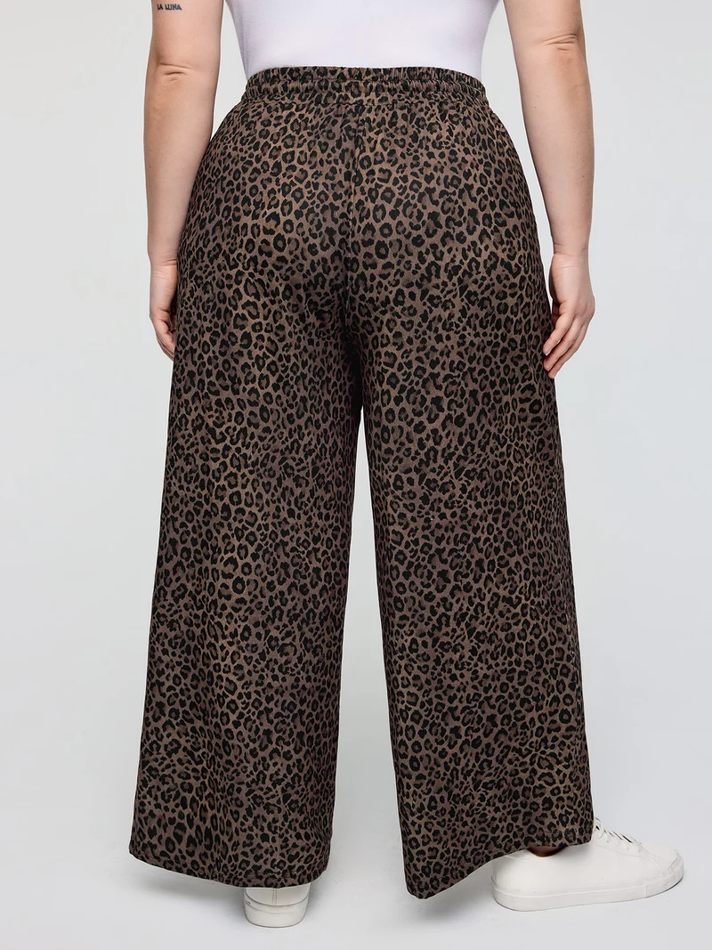 Leopard Print Drawstring Waist Pants