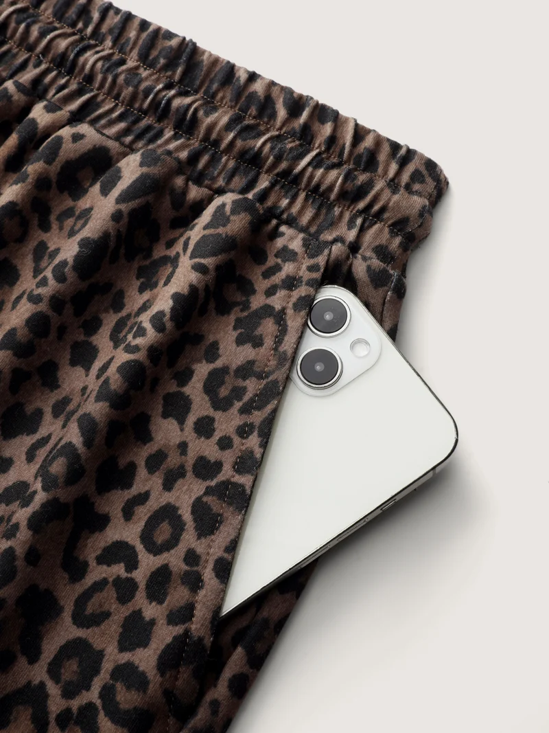 Leopard Print Drawstring Waist Pants