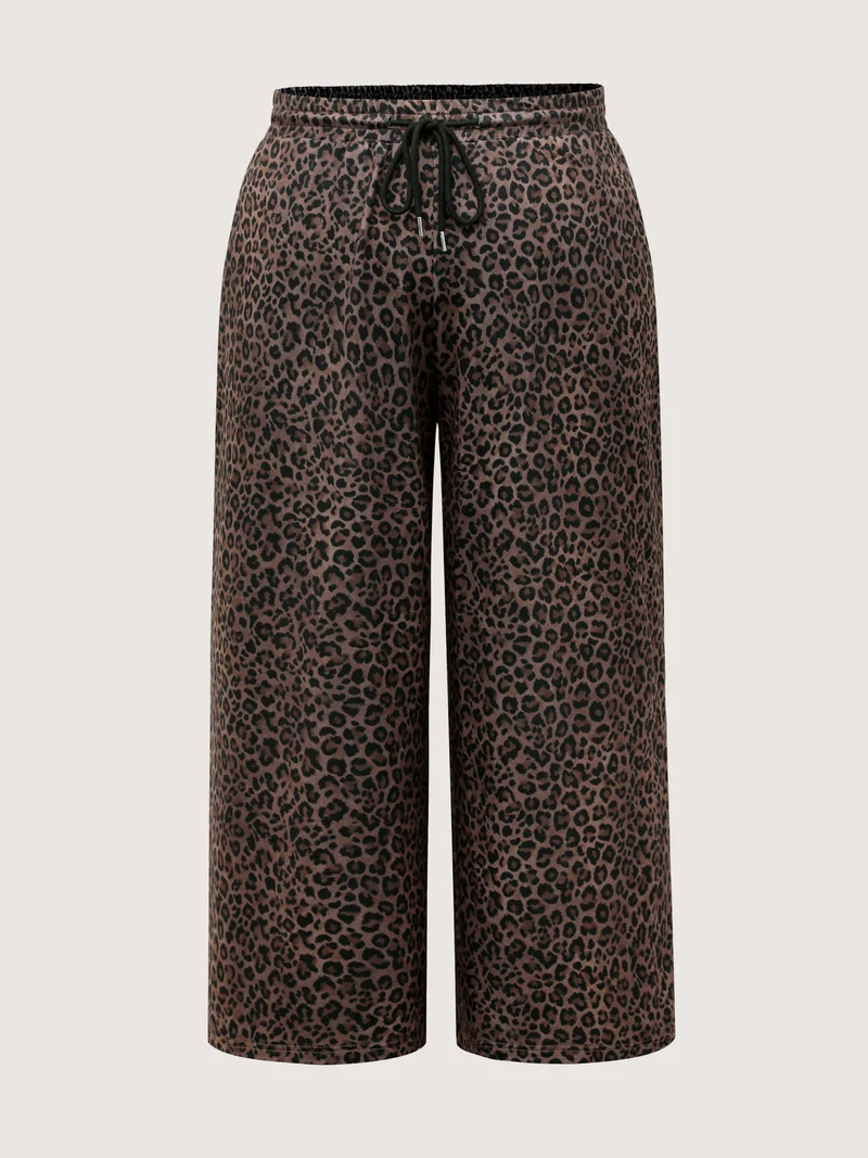 Leopard Print Drawstring Waist Pants