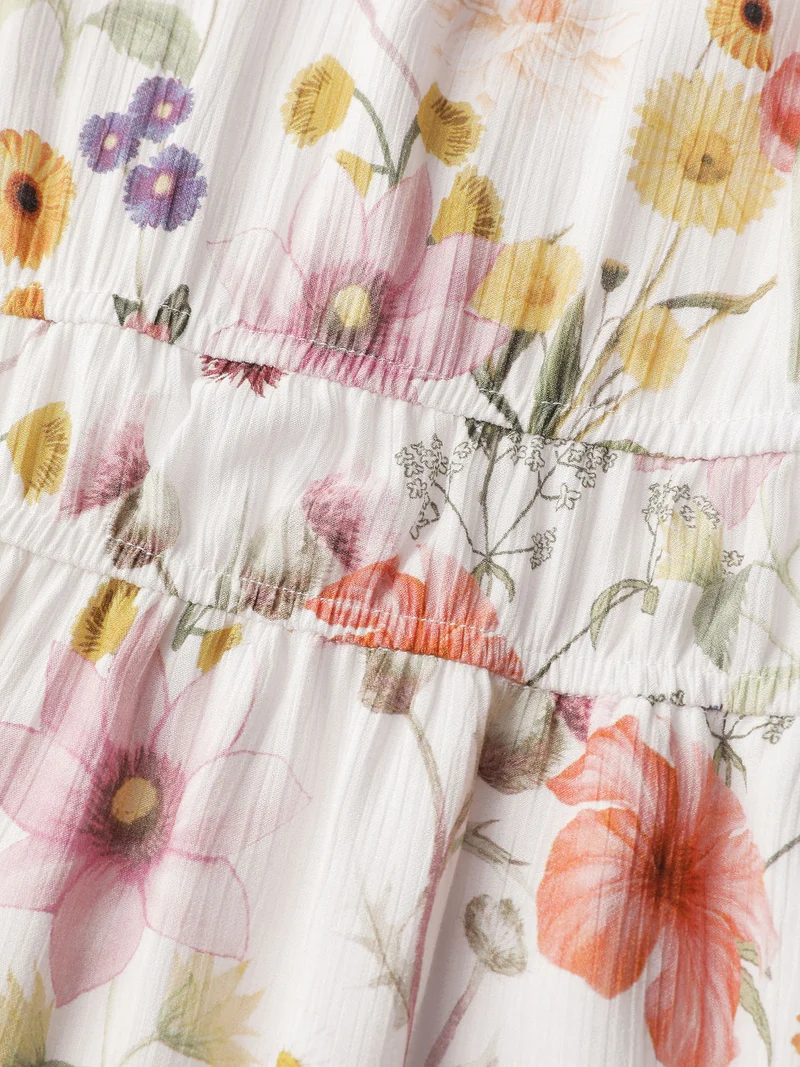 Floral Print Rayon Cut-Out Neck Maxi Dress
