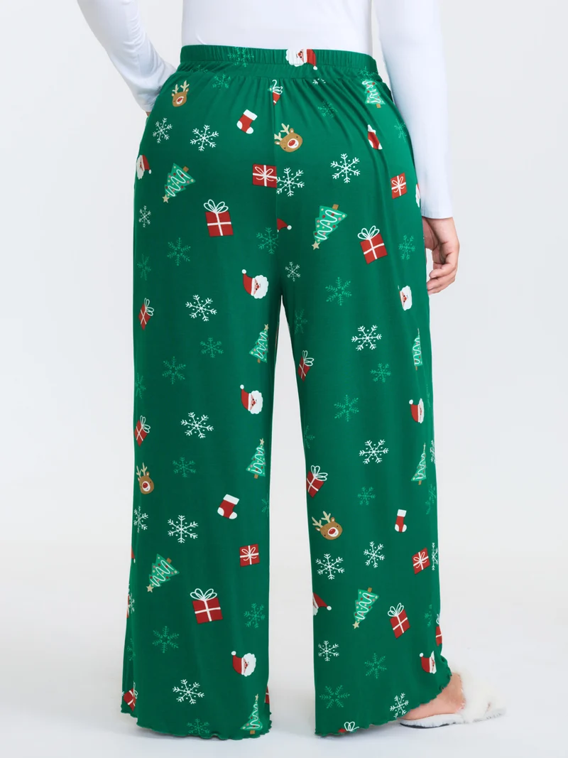 Cozy Holiday Print Lounge Bottoms