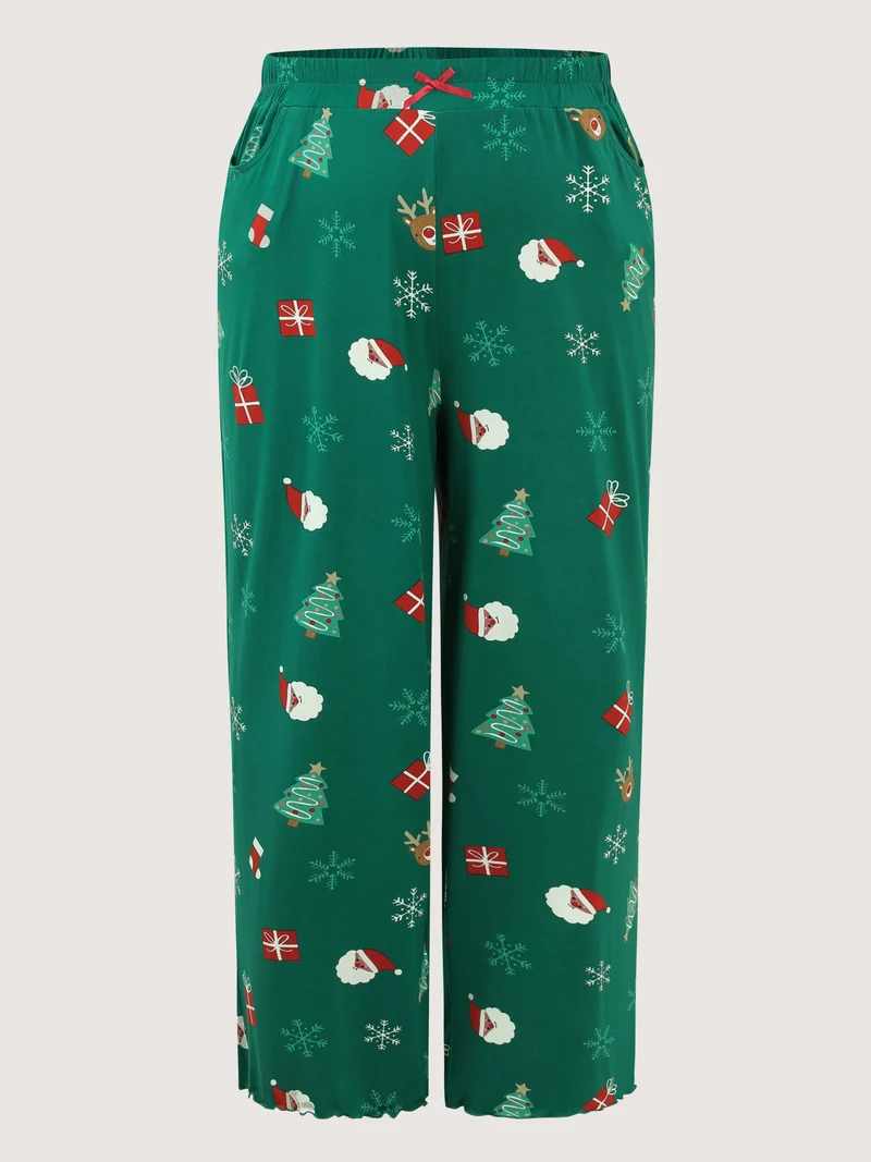 Cozy Holiday Print Lounge Bottoms