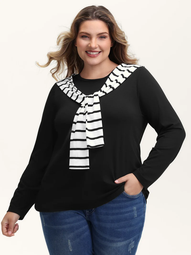 2-in-1 Striped Color Contrast T-Shirt