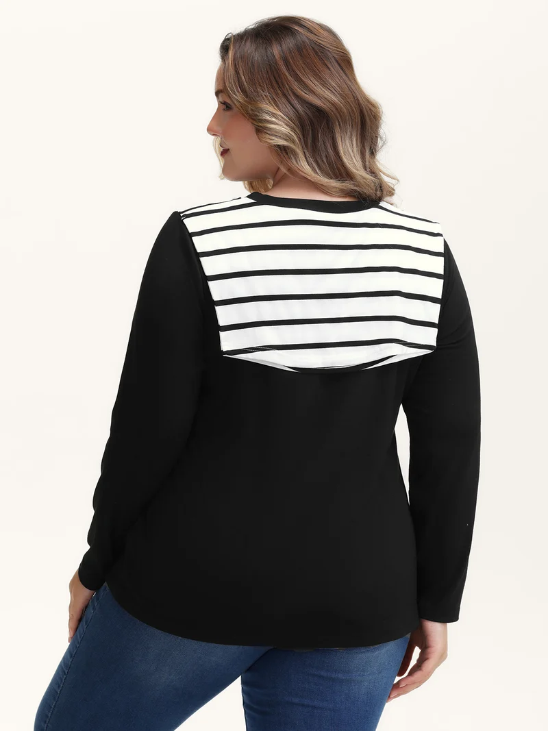 2-in-1 Striped Color Contrast T-Shirt