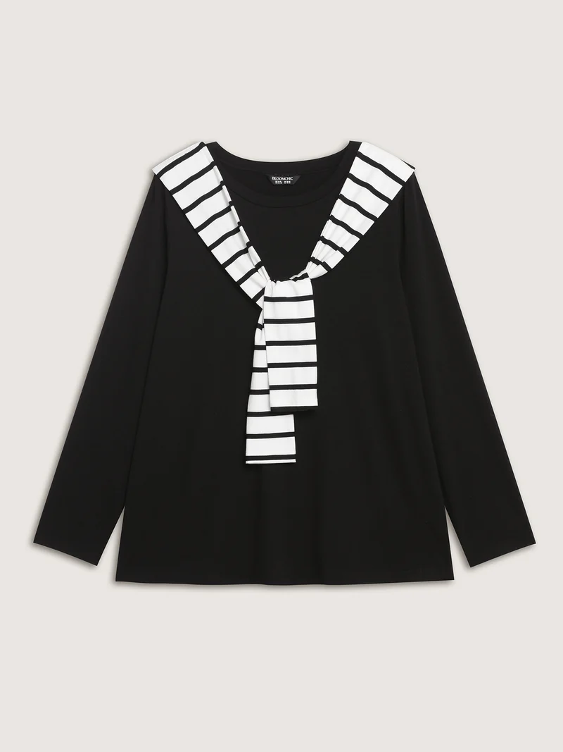 2-in-1 Striped Color Contrast T-Shirt