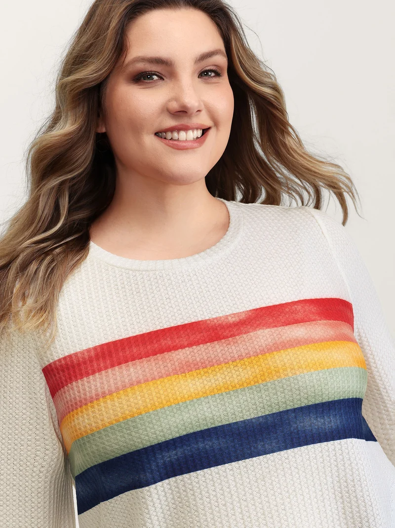 Rainbow Stripes Textured T-Shirt