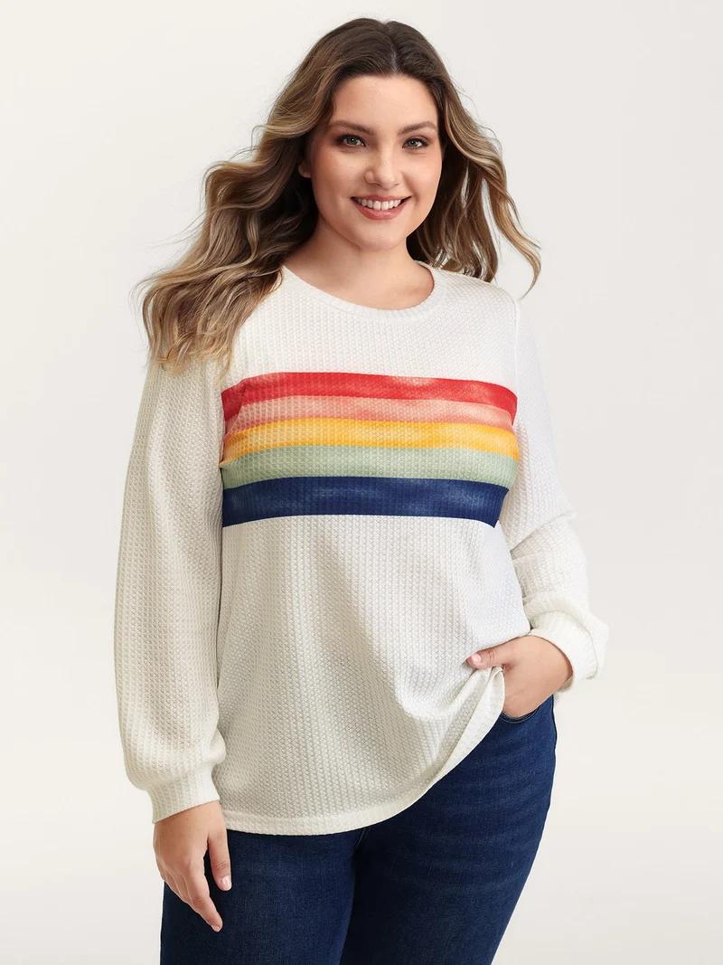 Rainbow Stripes Textured T-Shirt