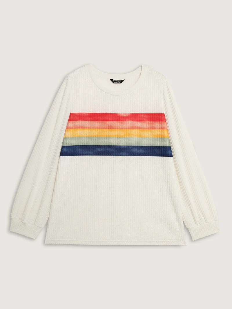 Rainbow Stripes Textured T-Shirt