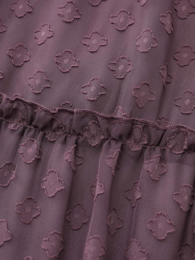 Chiffon Textured Tiered Ruffled Midi Dress