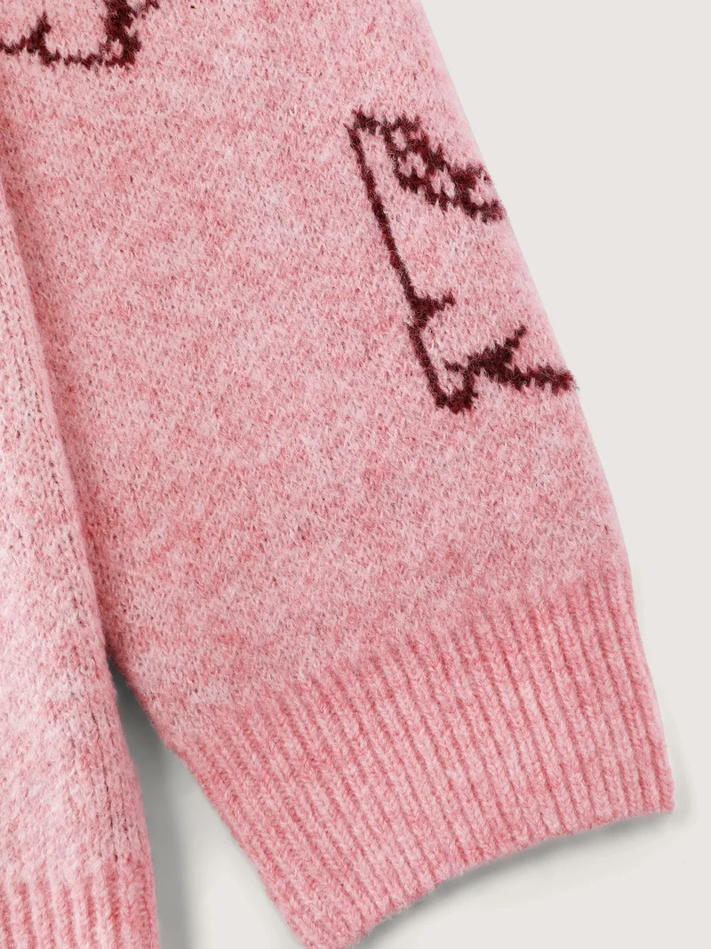 Jacquard Dinosaur Print Knit Cardigan