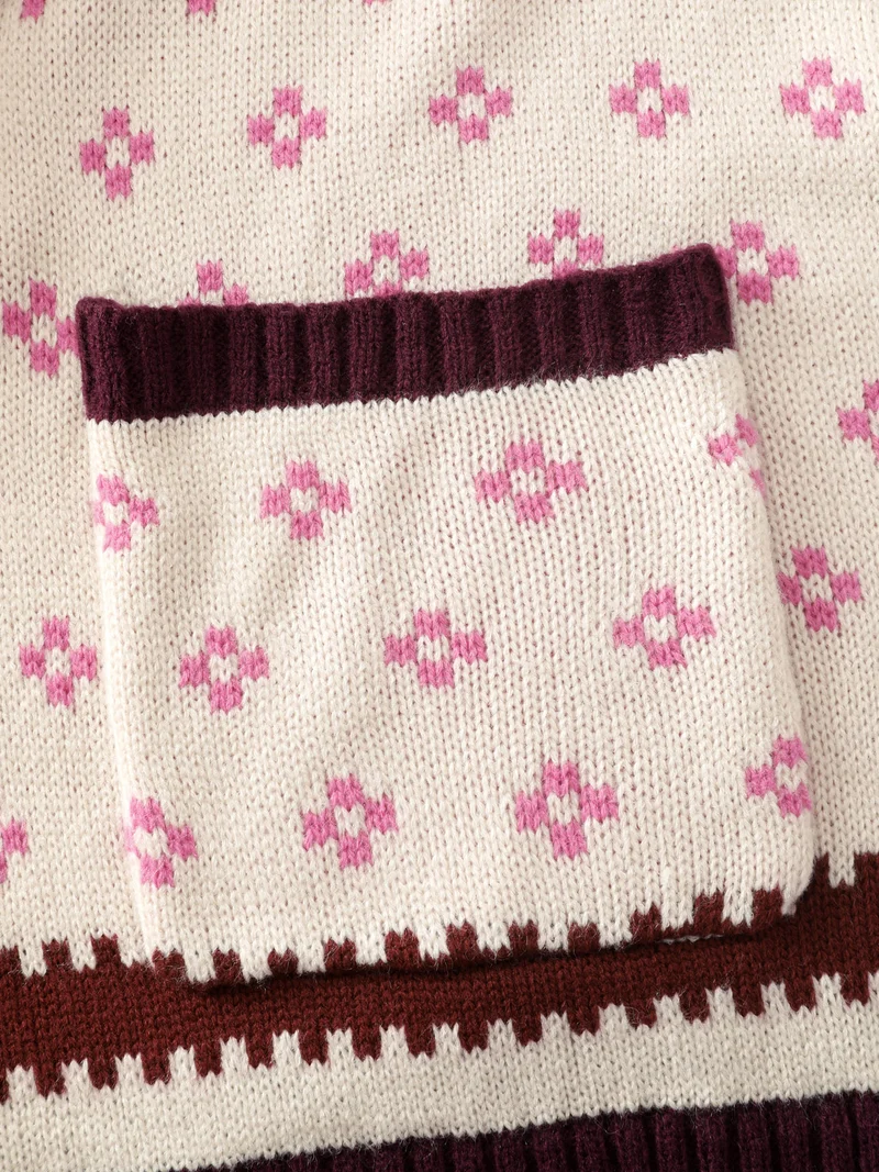 Winter Hearts Jacquard Button Knit Cardigan
