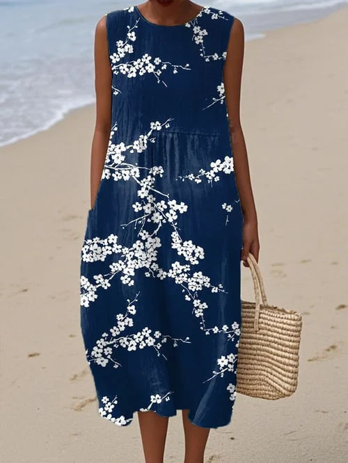 Tess | Robe Midi Élégante avec Motif Floral