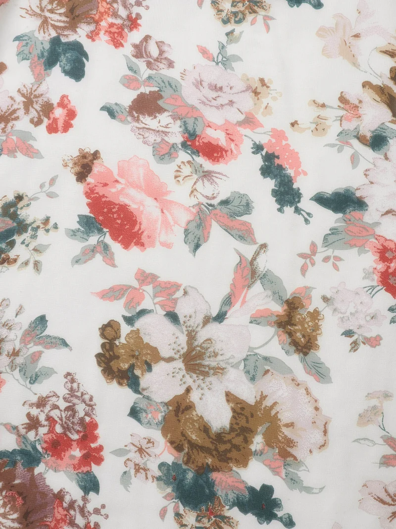 Large Flower Print Sheer Lined Shirt