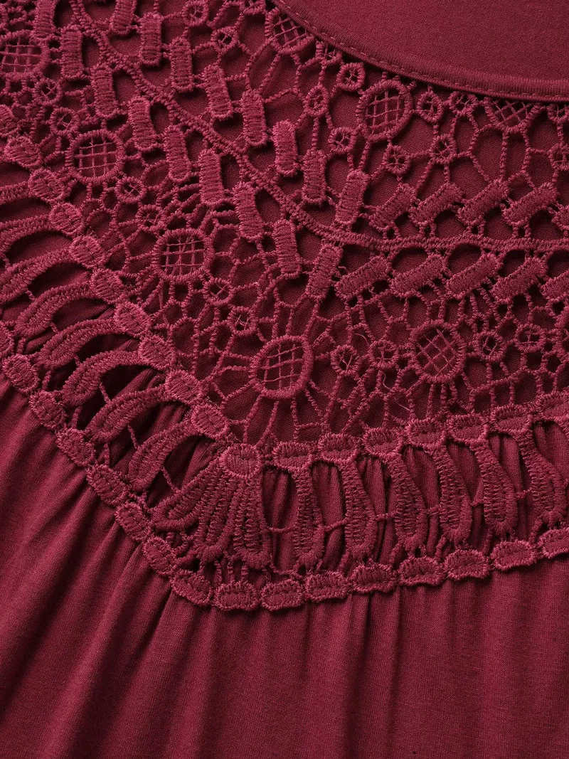 Lace Cut-Out Pleated Tank Top