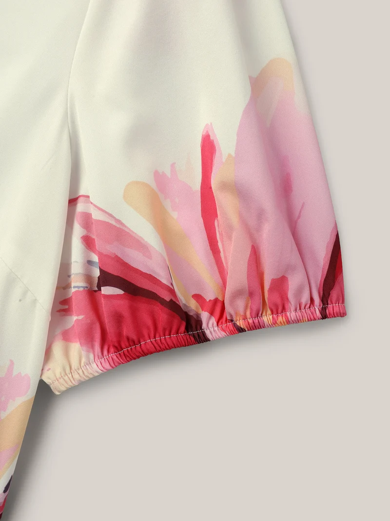 Floral Paradise Notched Collar Button Blouse