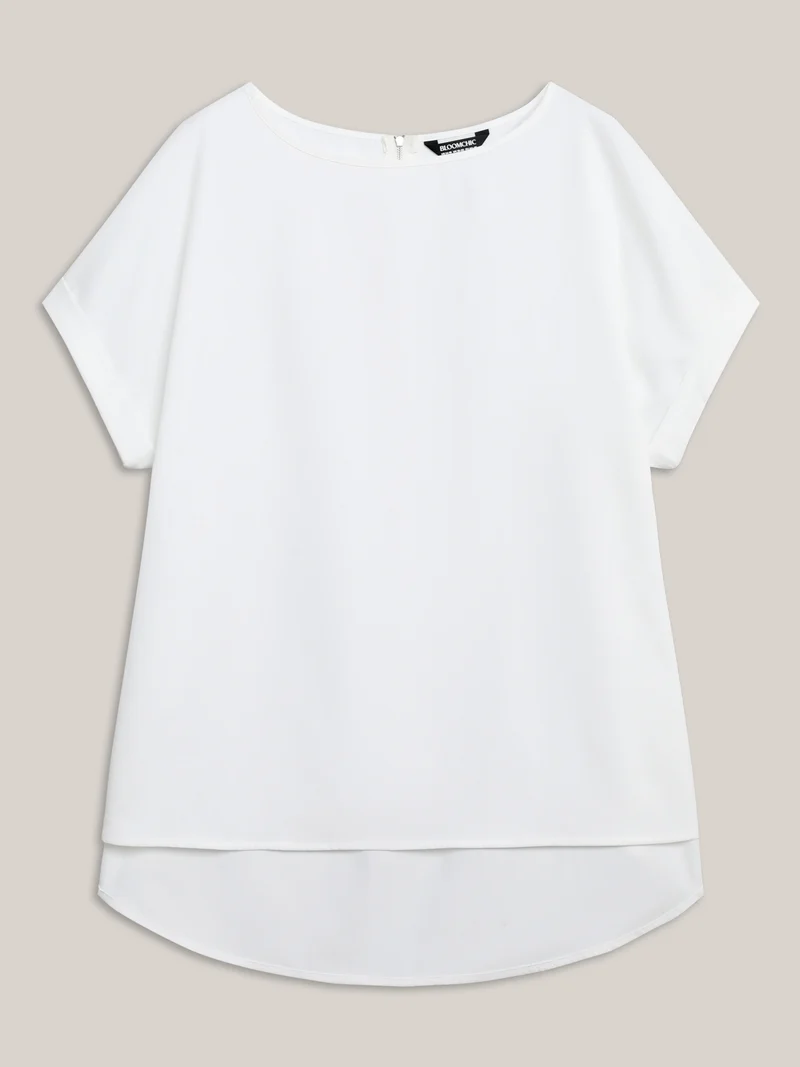 Classic Plain Boat Neck Zipper Blouse