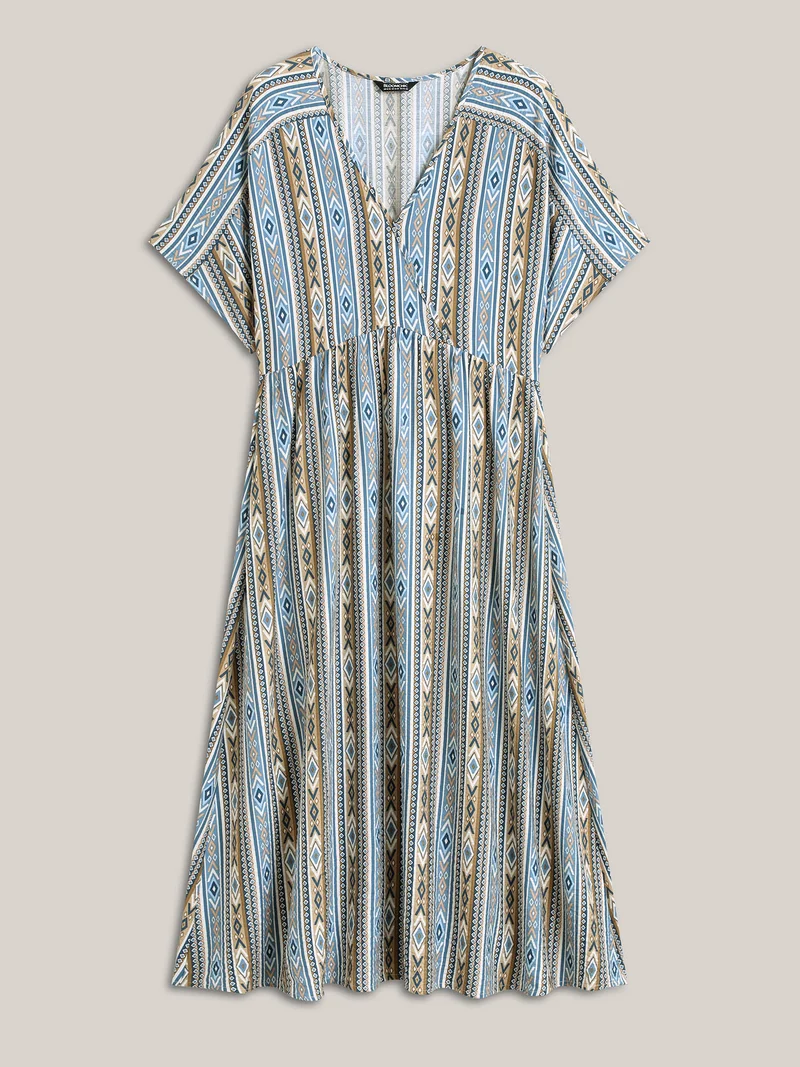 Boho Stripes Rayon Pockets Maxi Dress