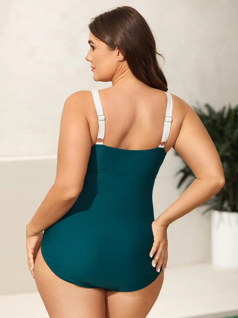 Color Block Keyhole One-Piece Swimsuit
