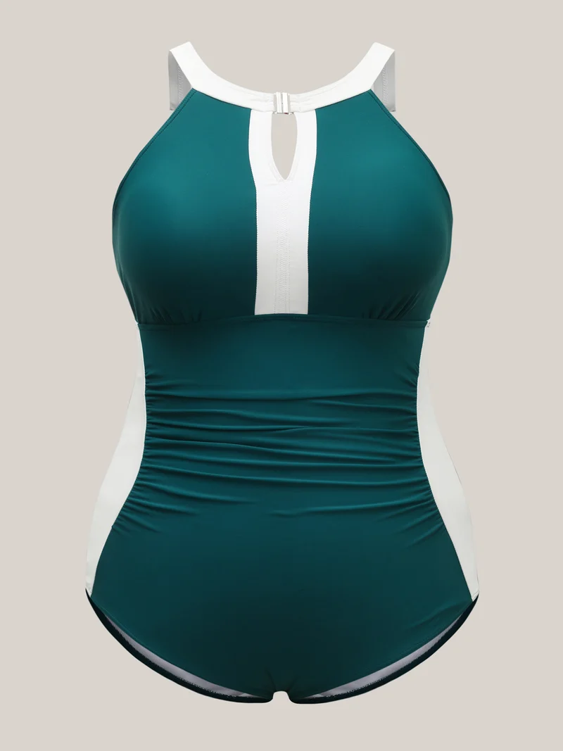 Color Block Keyhole One-Piece Swimsuit
