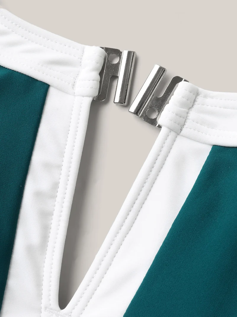 Color Block Keyhole One-Piece Swimsuit