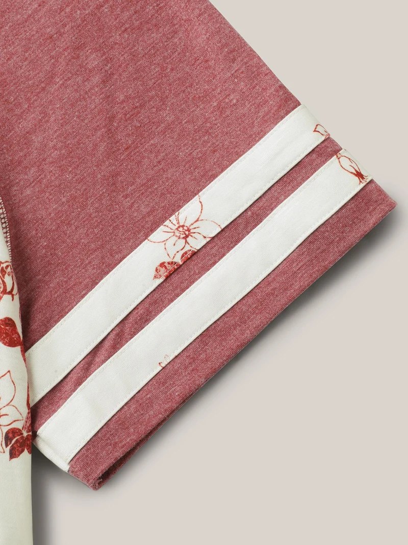 Bamboo Stretchy Color Contrast Printed T-Shirt
