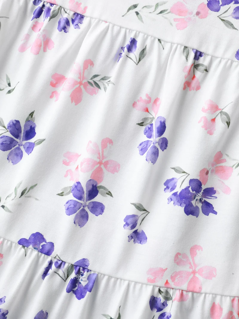 Floral Print Flutter Sleeve Layered T-Shirt