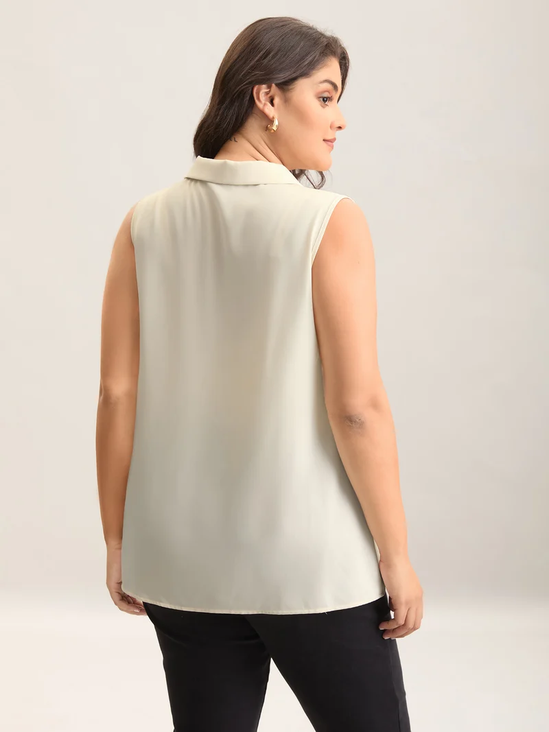 Button Placket Collar Tank Top