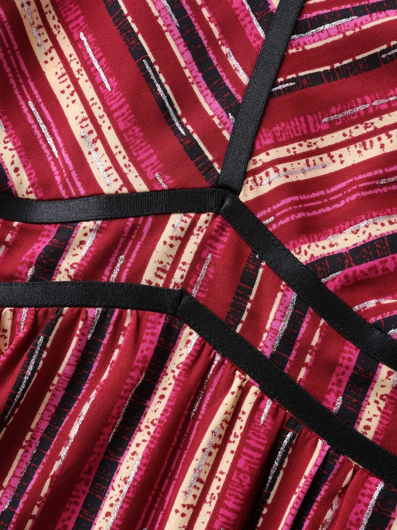 Colorful Stripes Spliced Cami Maxi Dress