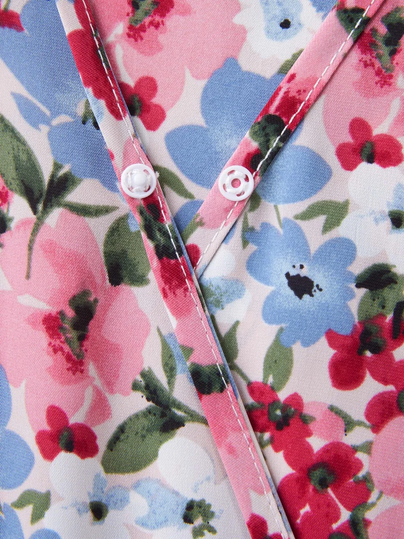 Floral Print Pockets Lined Midi Dress