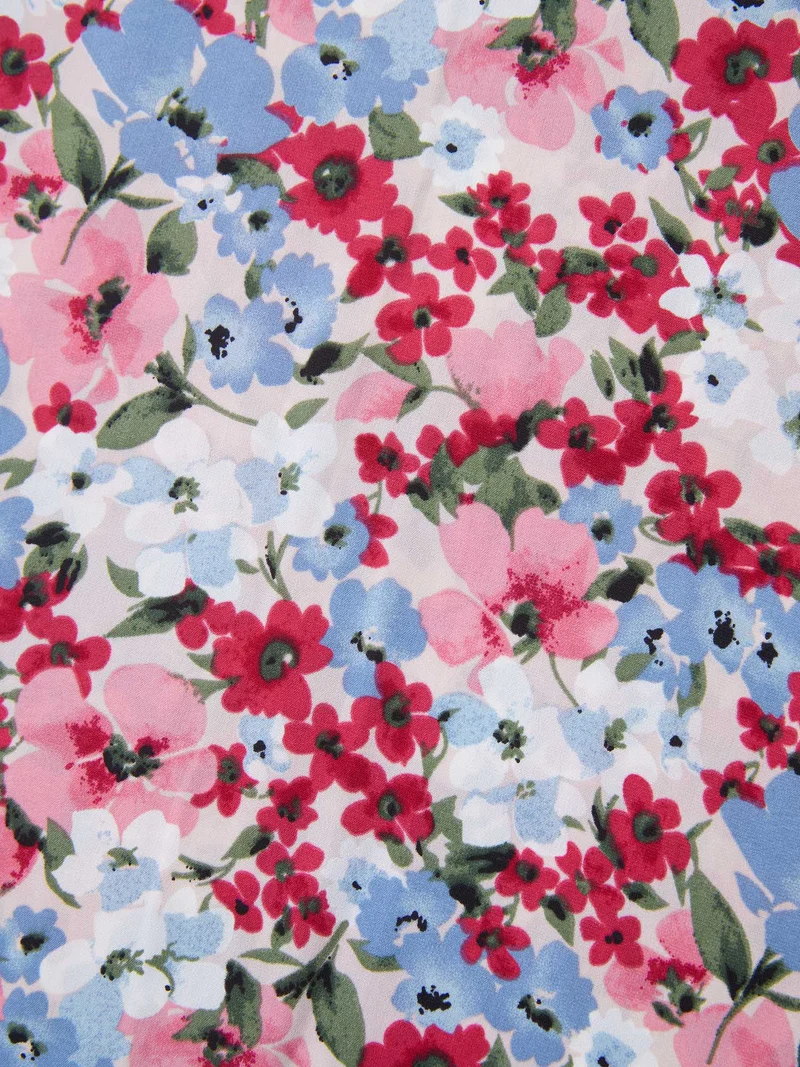Floral Print Pockets Lined Midi Dress
