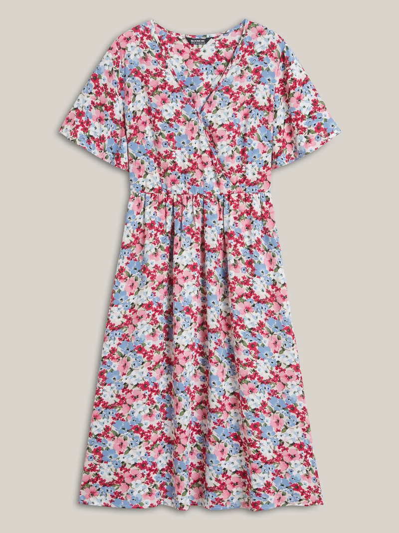 Floral Print Pockets Lined Midi Dress