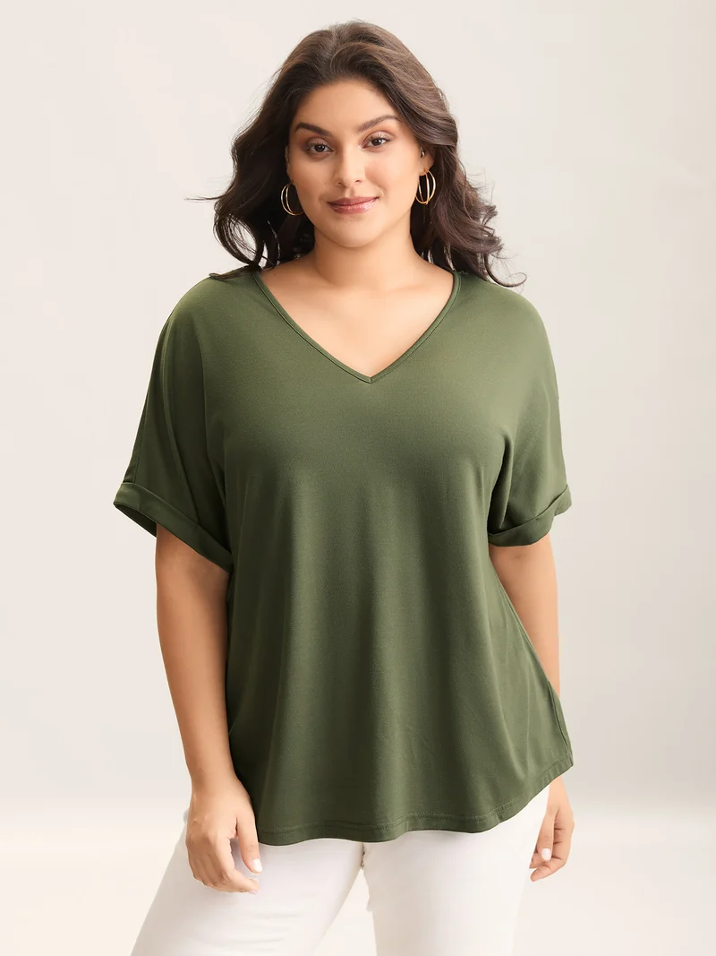 Cut-Out Back Detail Plain T-Shirt
