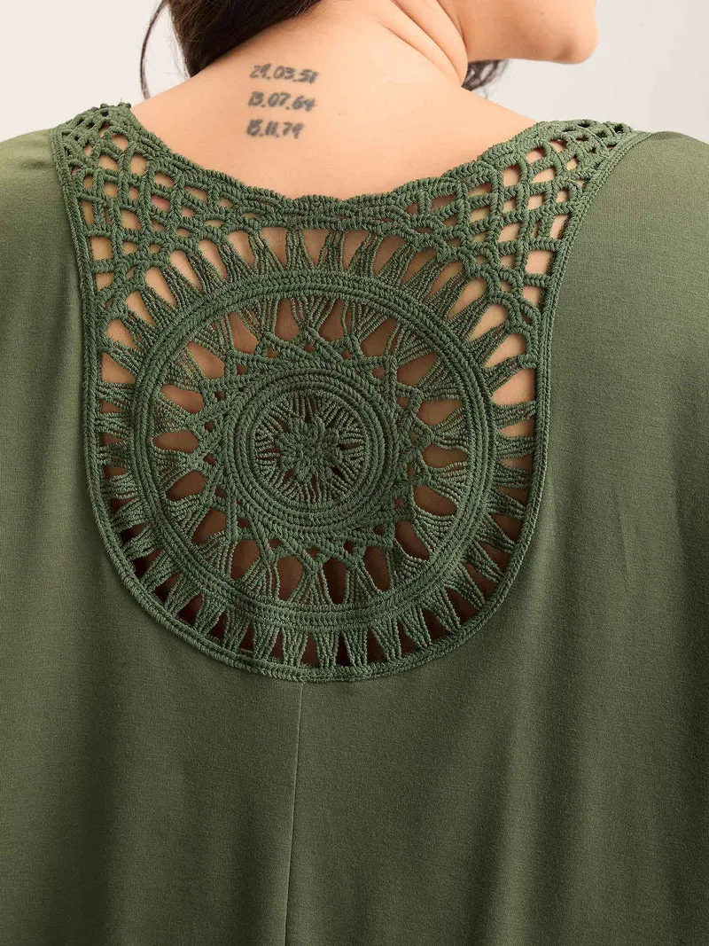 Cut-Out Back Detail Plain T-Shirt