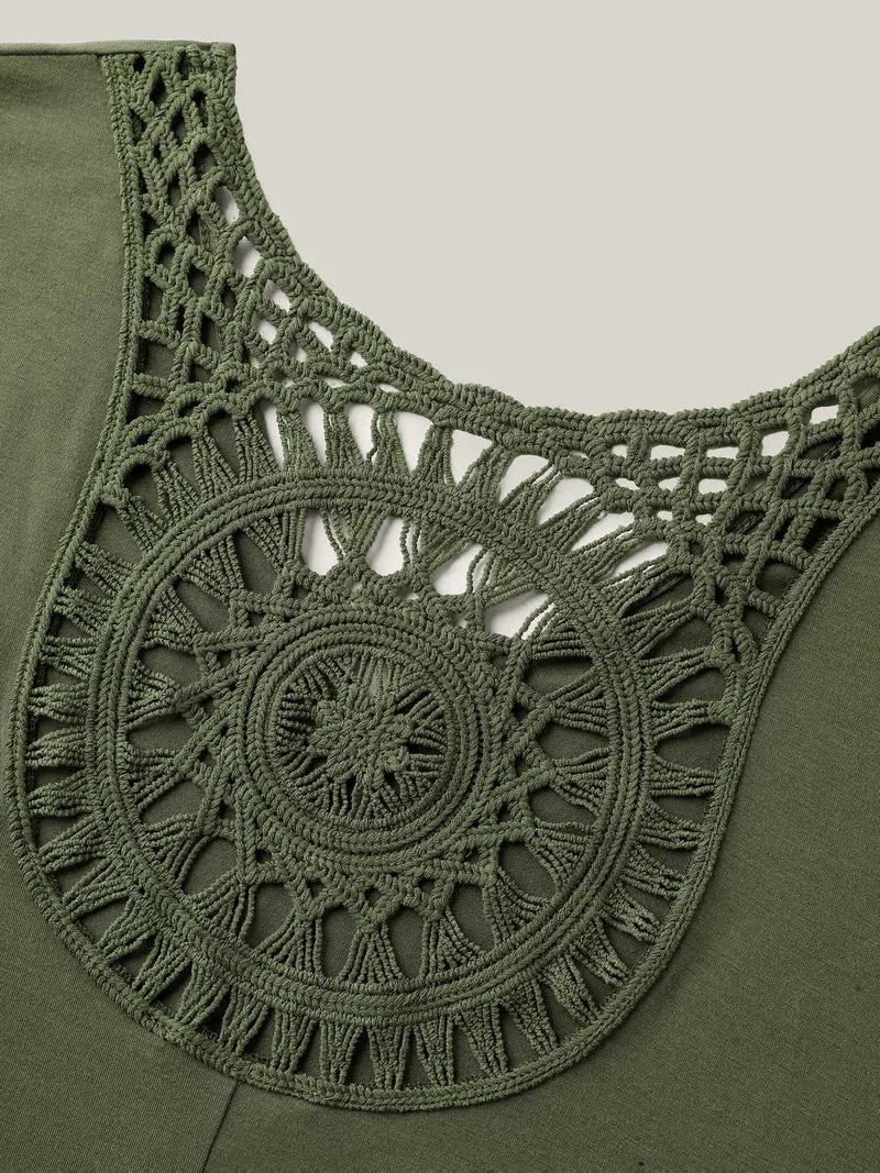 Cut-Out Back Detail Plain T-Shirt