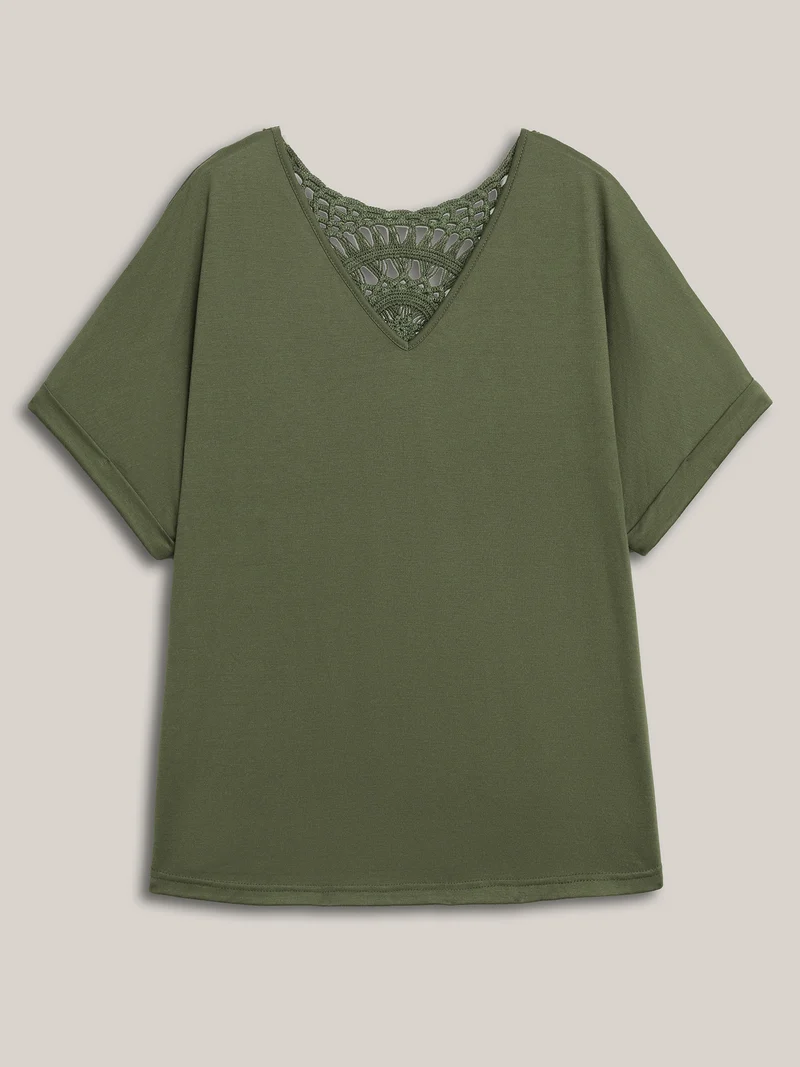 Cut-Out Back Detail Plain T-Shirt