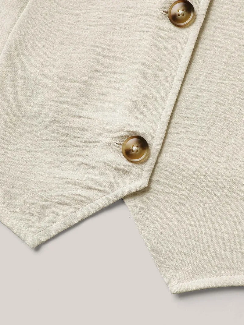 Textured Stretchy Button Detail Co-Ord Set