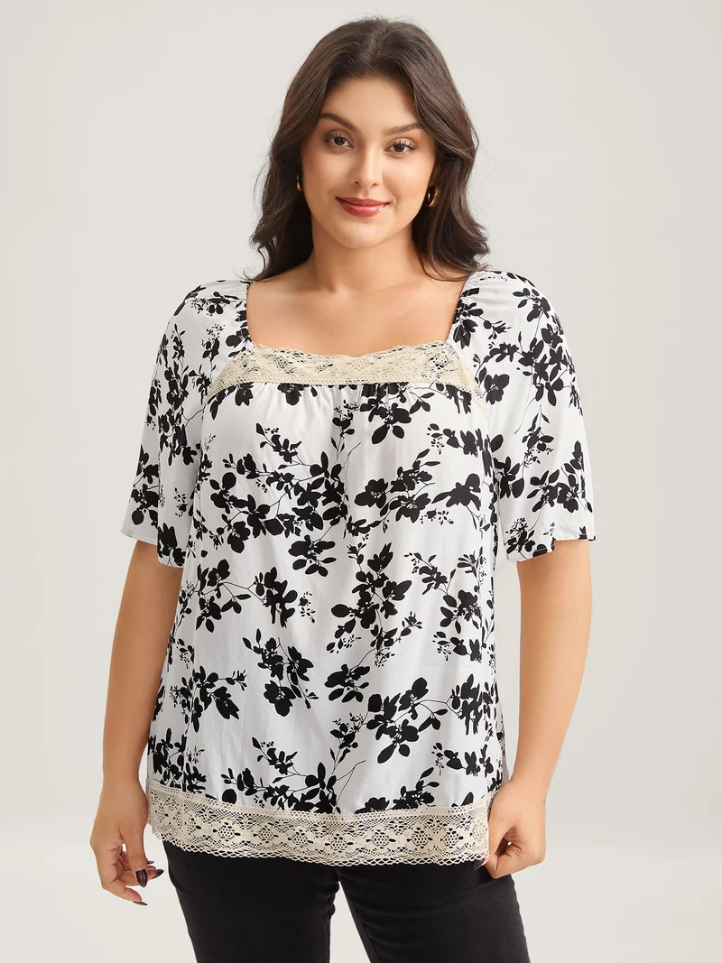 Silhouette Floral Lace Detail Blouse