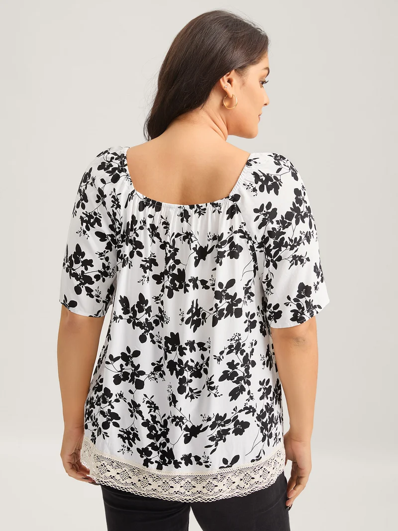 Silhouette Floral Lace Detail Blouse