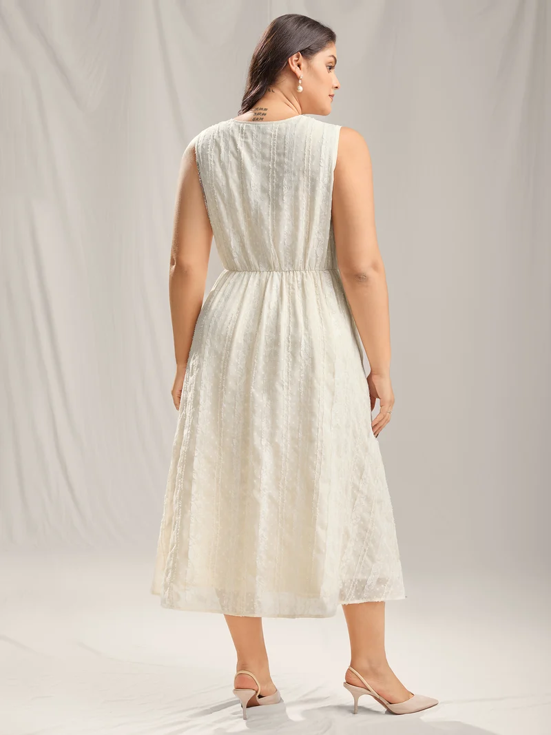 Woven Textured Surplice Neck Maxi Dress