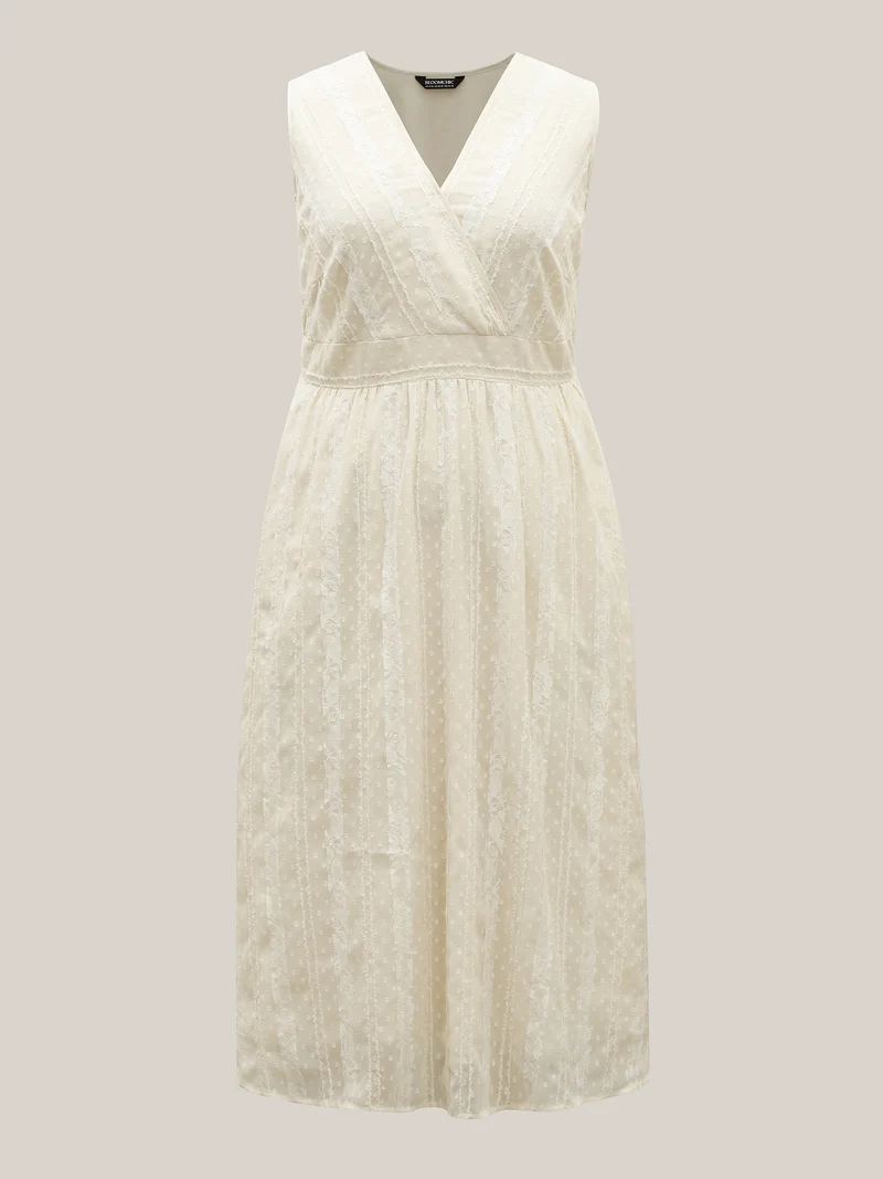 Woven Textured Surplice Neck Maxi Dress