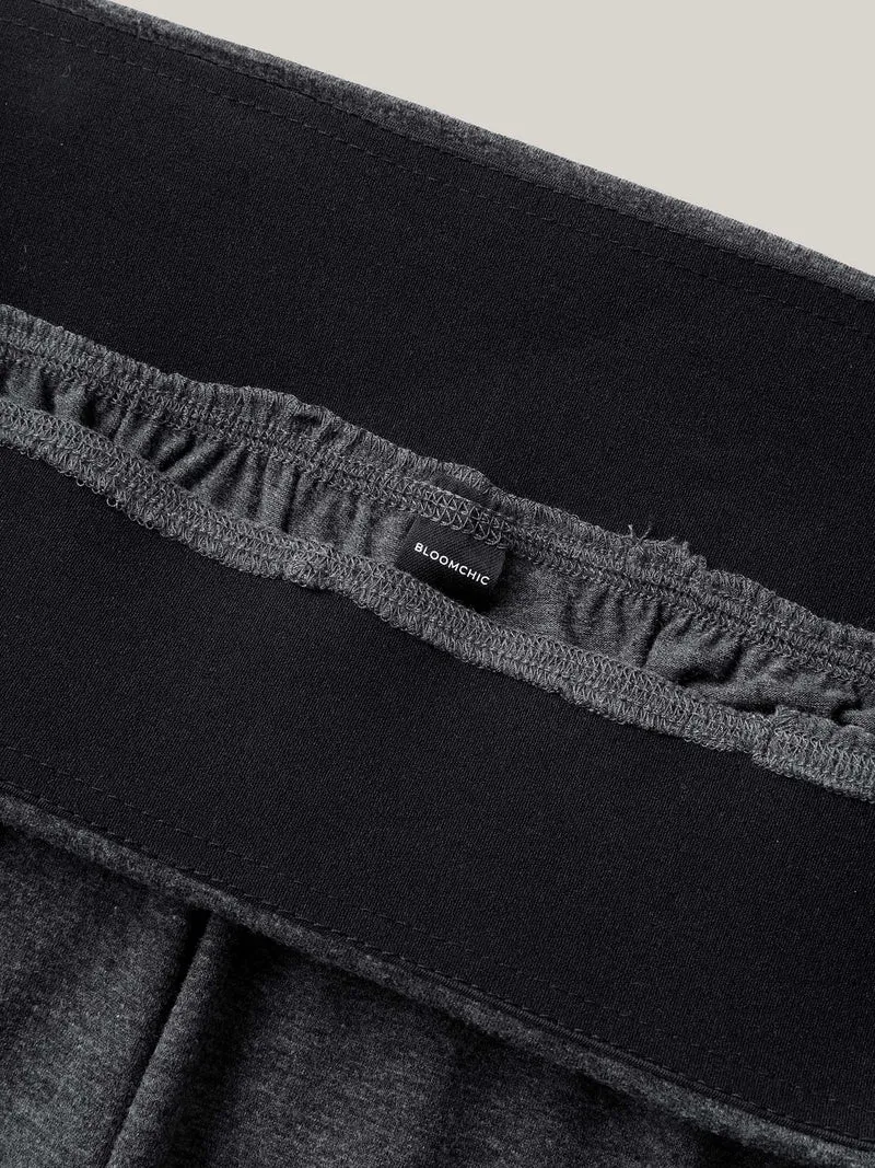 Folding Waist Plain Bootcut Pants