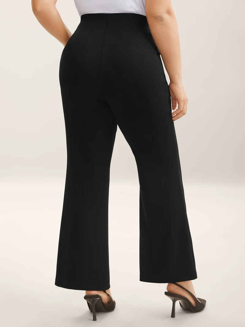 Button Detail Anti-Seam Flared Pants