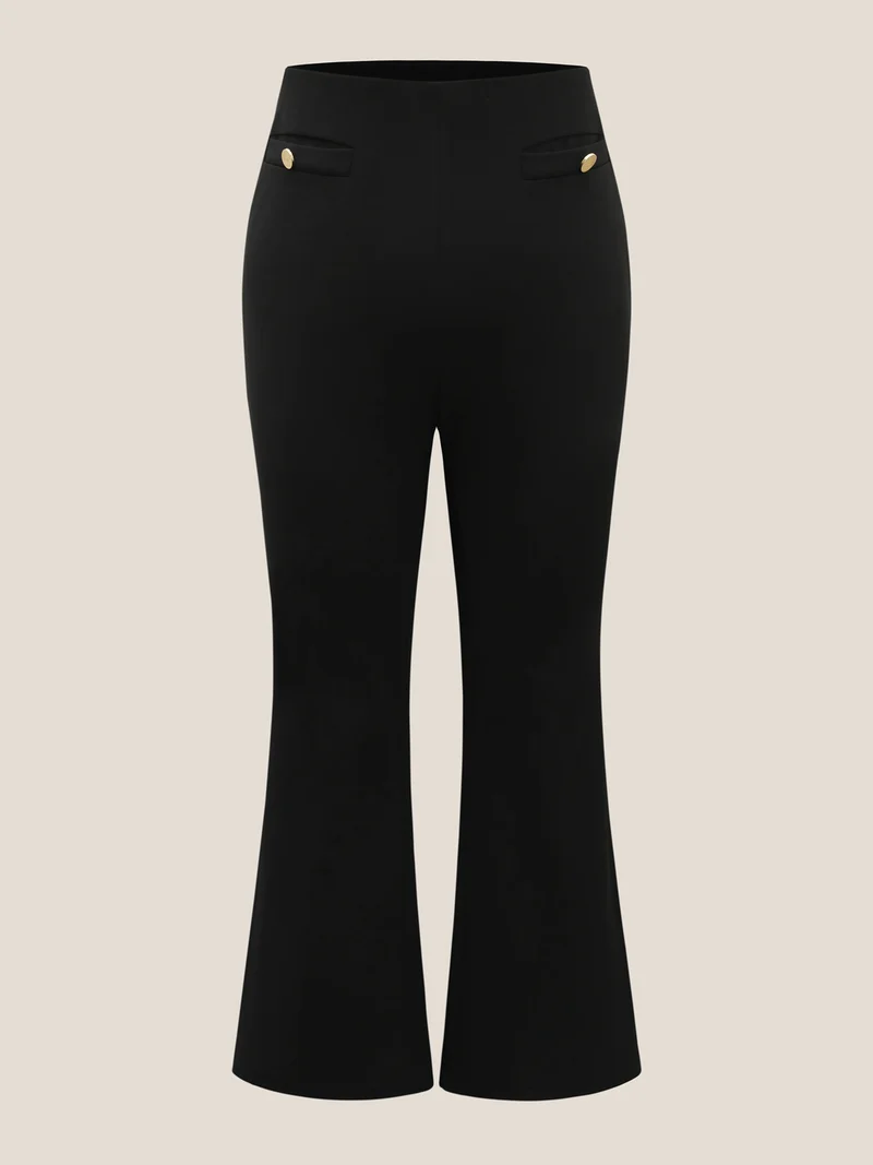 Button Detail Anti-Seam Flared Pants